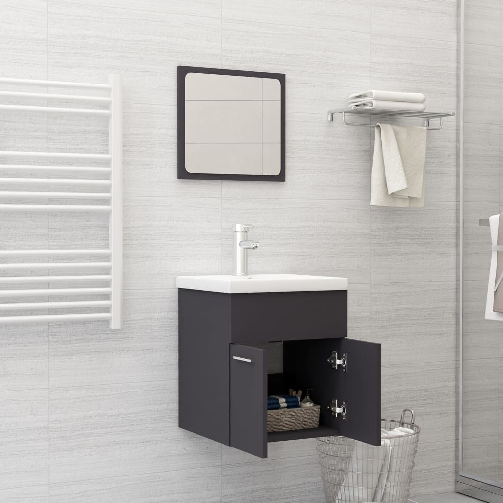 vidaXL Bathroom Furniture Set Grey Engineered Wood