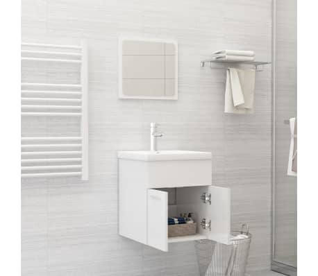 vidaXL Set Mobili da Bagno Bianco Lucido in Truciolato