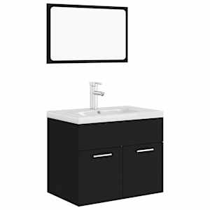 Set koupelnového nábytku černý dřevotříska - obrázek 2