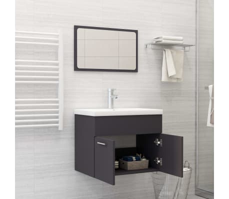 vidaXL Set koupelnov&eacute;ho n&aacute;bytku &scaron;ed&yacute; dřevotř&iacute;ska