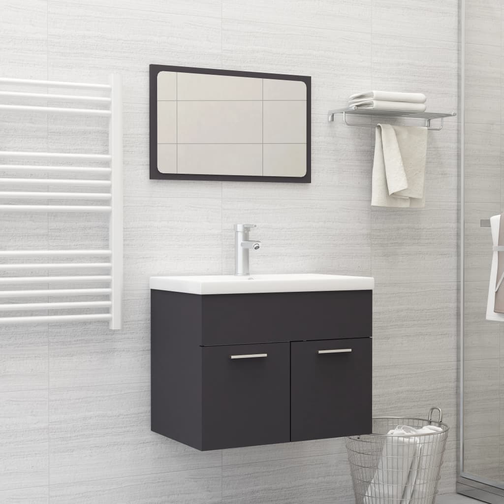 vidaXL Ensemble de meubles de salle de bain Gris Aggloméré