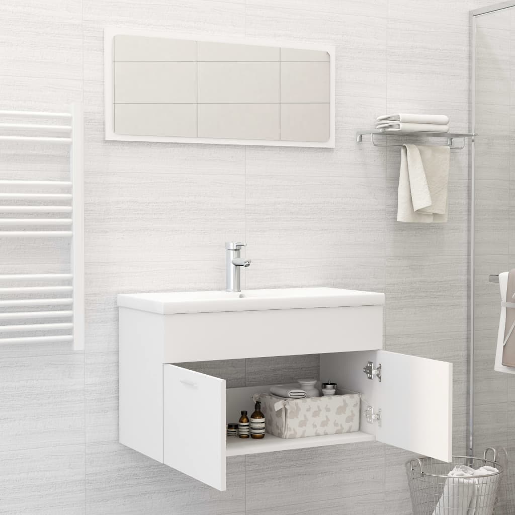 vidaXL Ensemble de meubles de salle de bain Blanc Aggloméré