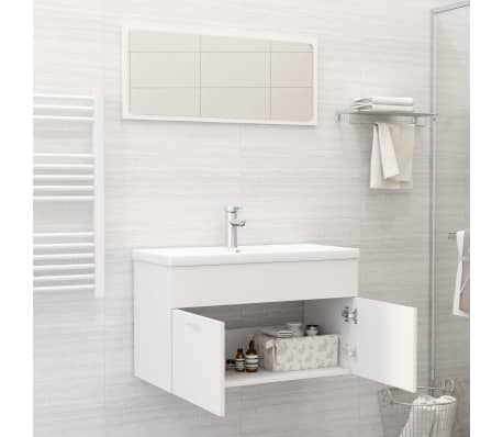 vidaXL Ensemble de meubles de salle de bain Blanc Aggloméré