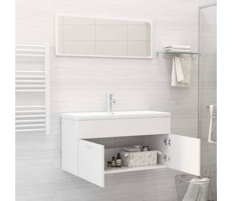 vidaXL Ensemble de meubles de salle de bain Blanc Agglom&eacute;r&eacute;