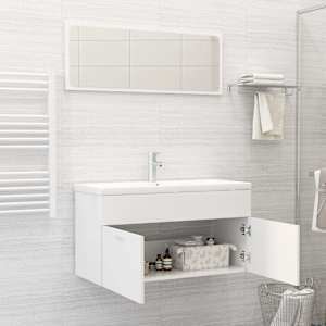 vidaXL Ensemble de meubles de salle de bain Blanc Agglom&eacute;r&eacute;