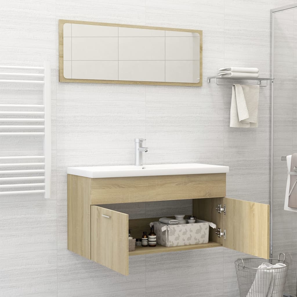 vidaXL Bathroom Furniture Set Sonoma Oak Engineered Wood