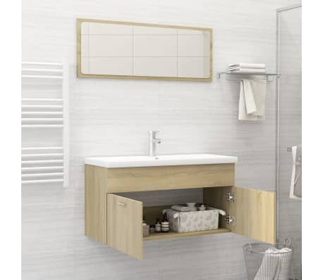 vidaXL Bathroom Furniture Set Sonoma Oak Engineered Wood