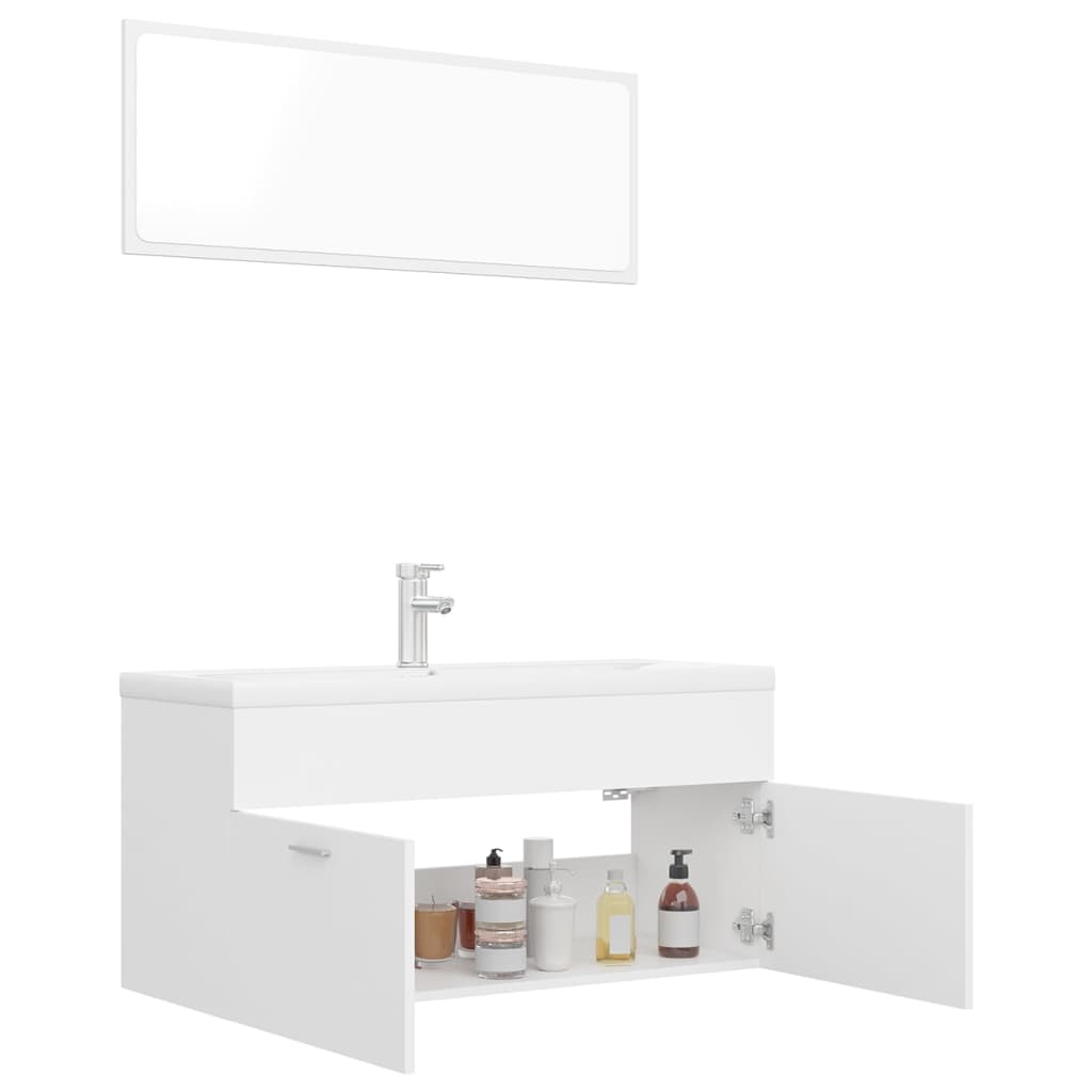 vidaXL Ensemble de meubles de salle de bain Blanc Aggloméré