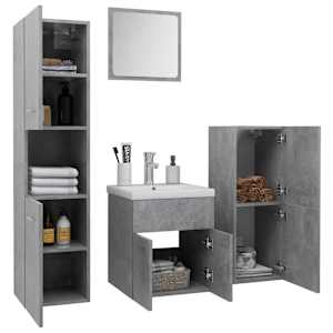 vidaXL Vonios kambario baldų komplektas, betono pilkos spalvos, MDP
