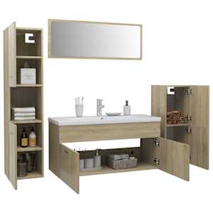 vidaXL Vonios kambario baldų komplektas, ąžuolo spalvos, MDP