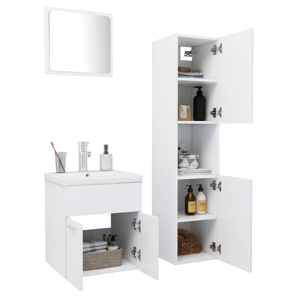 vidaXL Bathroom Furniture Set White Engineered Wood