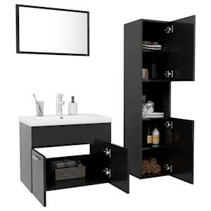 vidaXL Vonios kambario baldų komplektas, pilkas, MDP, ypač blizgus