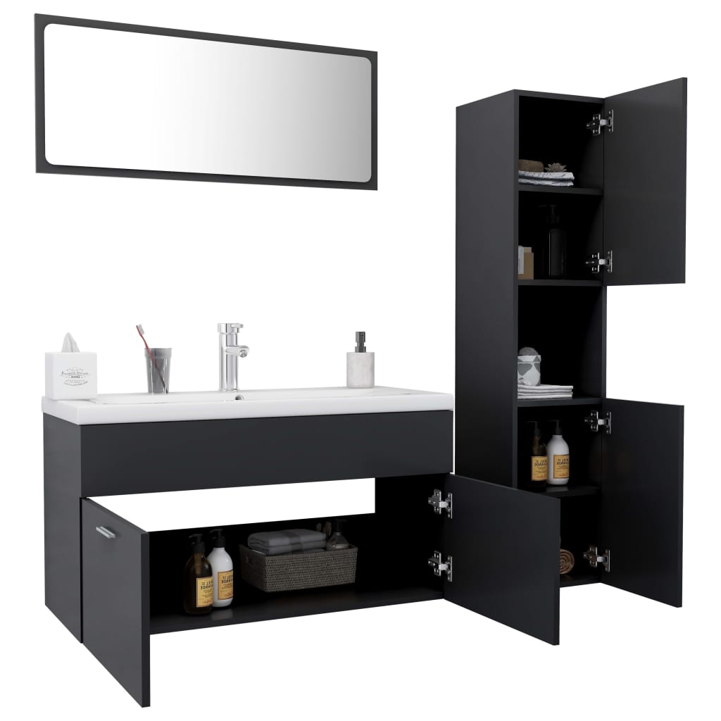 vidaXL Bathroom Furniture Set Grey Engineered Wood