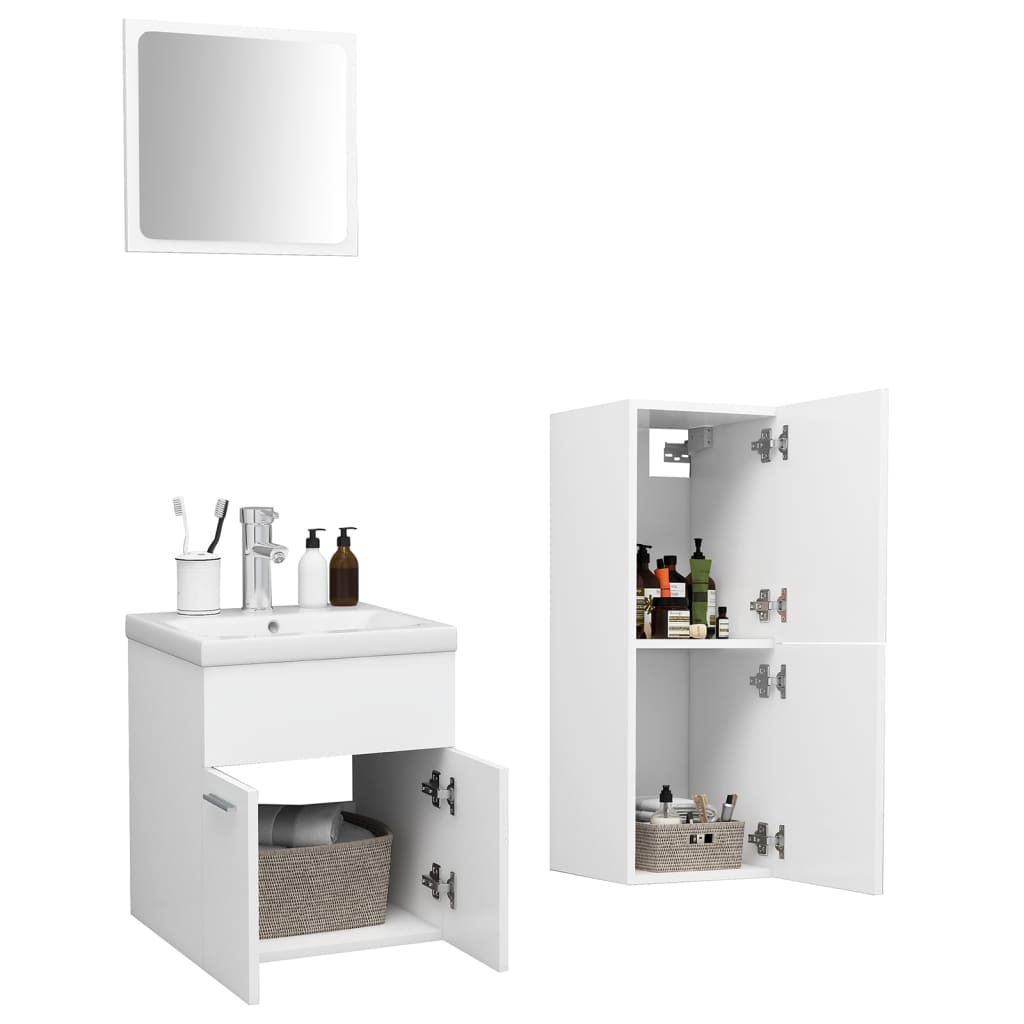 vidaXL Bathroom Furniture Set White Engineered Wood