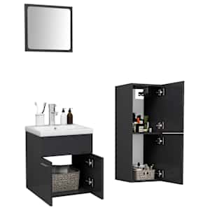 vidaXL Vonios kambario baldų komplektas, pilkos spalvos, MDP