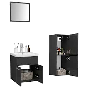 vidaXL Vonios kambario baldų komplektas, pilkas, MDP, ypač blizgus