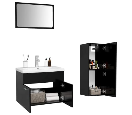 vidaXL Kylpyhuoneen kalustesarja musta lastulevy