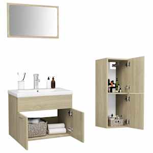 vidaXL Vonios kambario baldų komplektas, ąžuolo spalvos, MDP