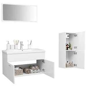 vidaXL Vonios kambario baldų komplektas, baltos spalvos, MDP