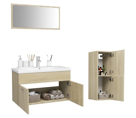 vidaXL Ensemble de meubles de salle de bain Chêne sonoma Aggloméré