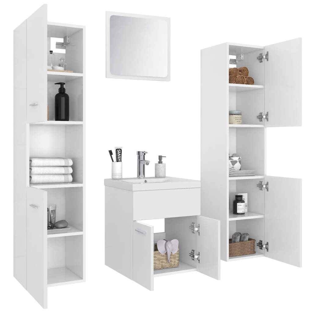 vidaXL Bathroom Furniture Set White Engineered Wood