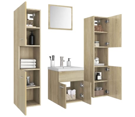 vidaXL Vonios kambario baldų komplektas, ąžuolo spalvos, MDP