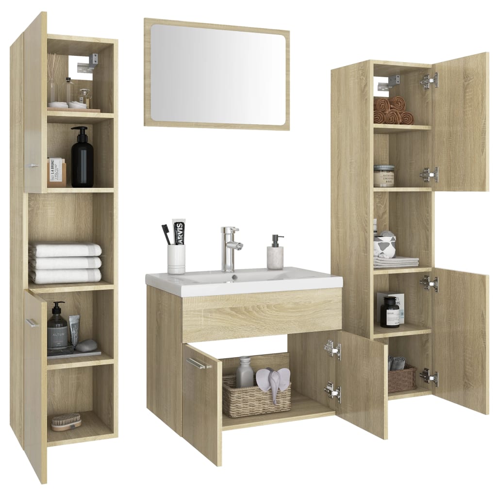 vidaXL Bathroom Furniture Set Sonoma Oak Engineered Wood