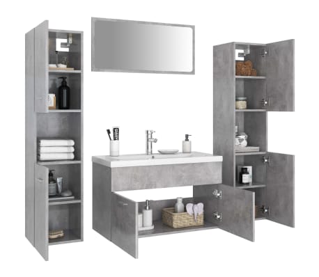 vidaXL Bathroom Furniture Set Concrete Grey Engineered Wood