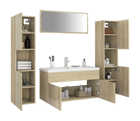 vidaXL Bathroom Furniture Set Sonoma Oak Engineered Wood