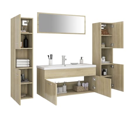 vidaXL Bathroom Furniture Set Sonoma Oak Engineered Wood