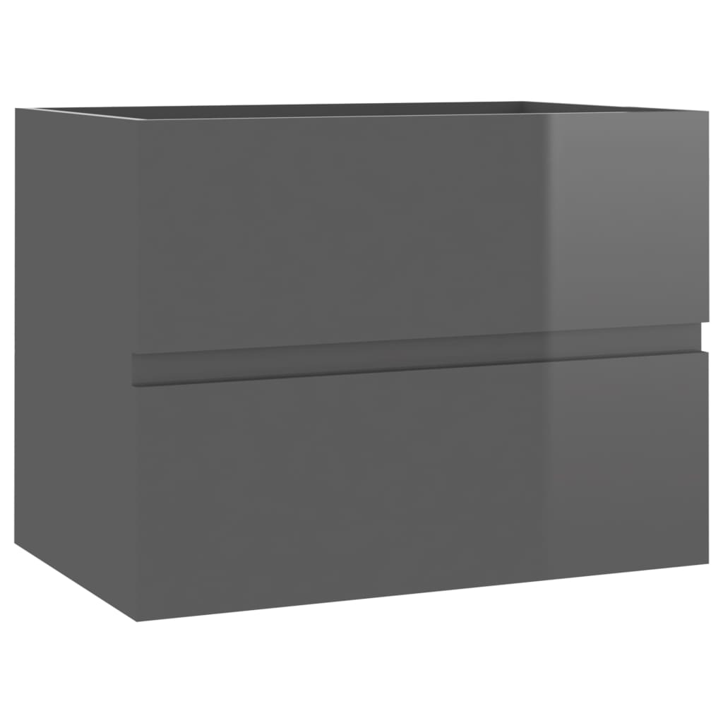 vidaXL Sink Cabinet with Built-in Basin High Gloss Grey Engineered Wood