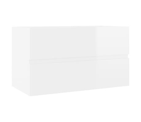 vidaXL Armoire d'évier avec lavabo intégré Blanc brillant Aggloméré