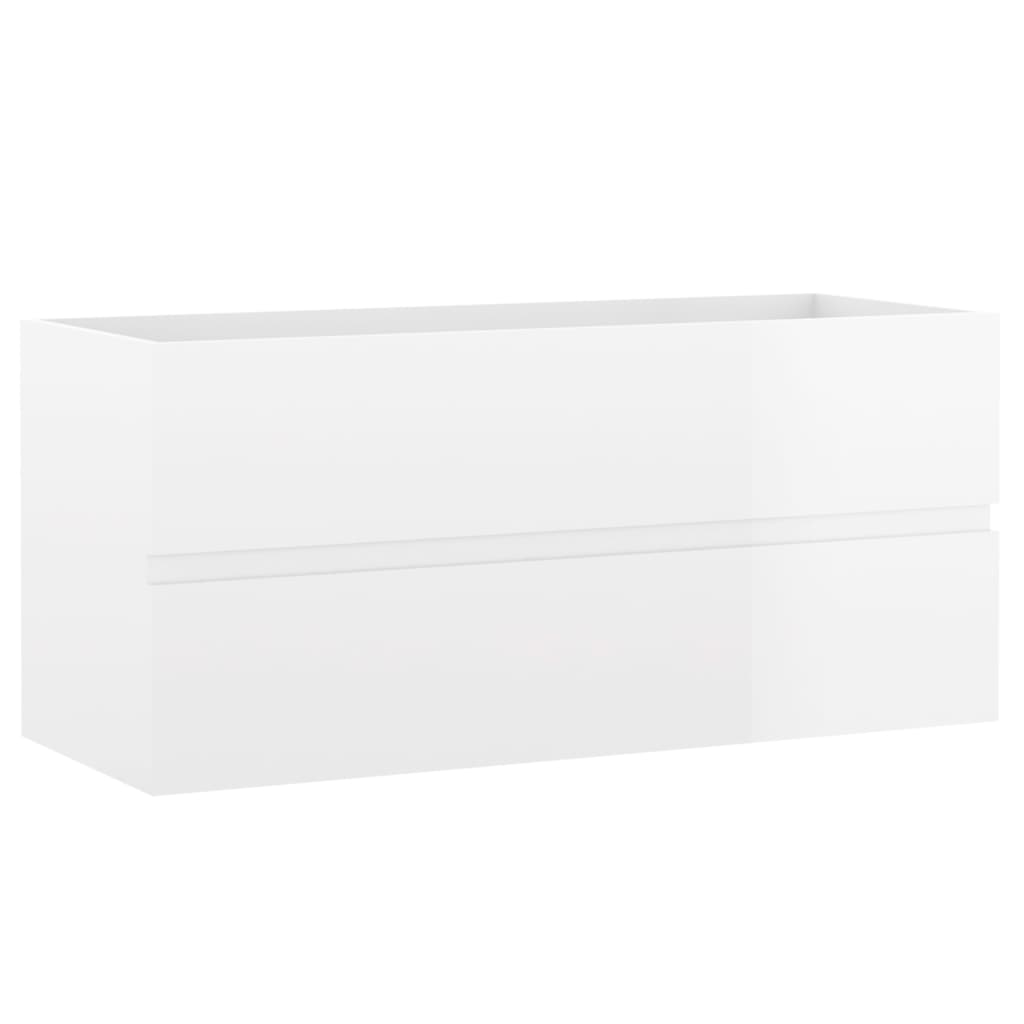 

vidaXL Wastafelkast met ingebouwde wastafel spaanplaat hoogglans wit