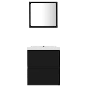 vidaXL Vonios kambario baldų komplektas, juodos spalvos, MDP