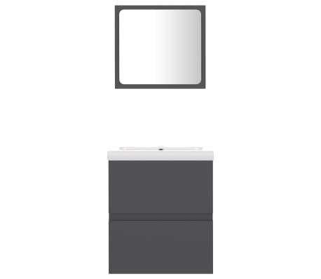 vidaXL Vonios kambario baldų komplektas, pilkos spalvos, MDP