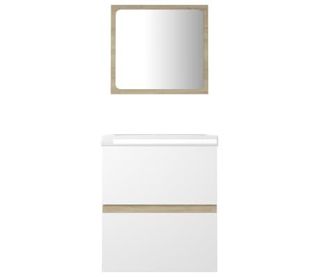 vidaXL Vonios kambario baldų komplektas, baltos ir ąžuolo spalvos, MDP