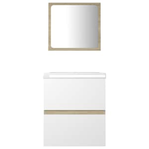 vidaXL Vonios kambario baldų komplektas, baltos ir ąžuolo spalvos, MDP