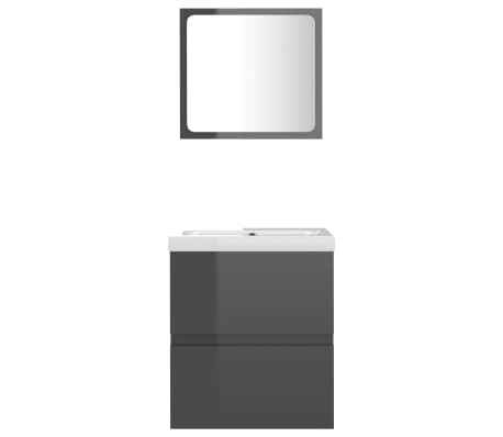vidaXL Vonios kambario baldų komplektas, pilkas, MDP, ypač blizgus