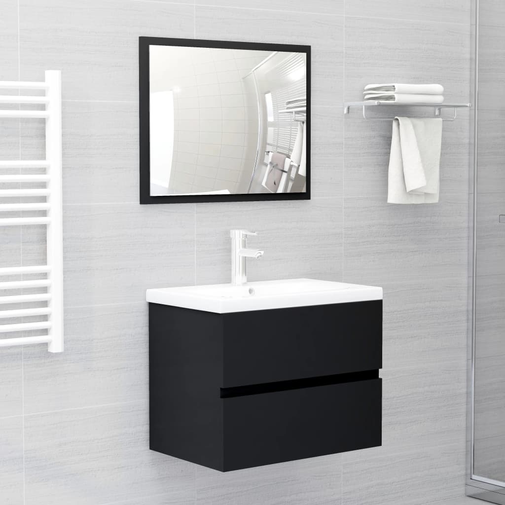 Vonios kambario baldų komplektas, juodos spalvos, MDP | Stepinfit