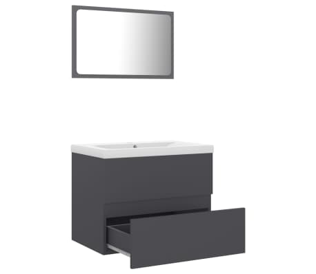 vidaXL Baderomsmøbelsett grå sponplate