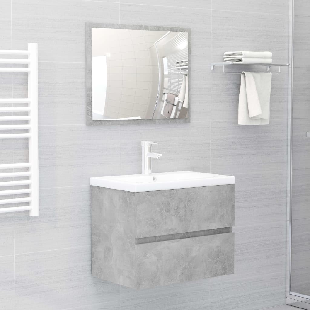 vidaXL Ensemble de meubles de salle de bain Gris béton Aggloméré