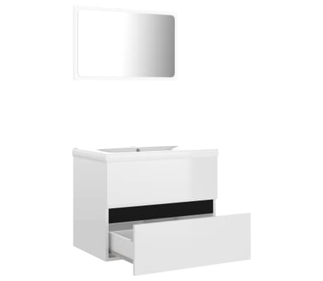 vidaXL Ensemble de meubles de bain blanc brillant bois d'ing&eacute;nierie