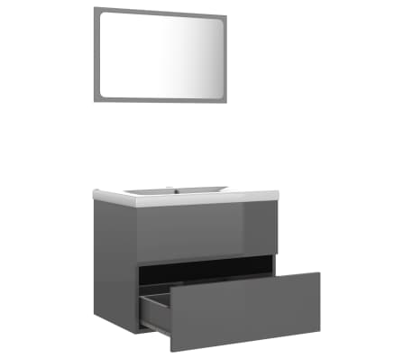 vidaXL Bathroom Furniture Set High Gloss Grey Engineered Wood