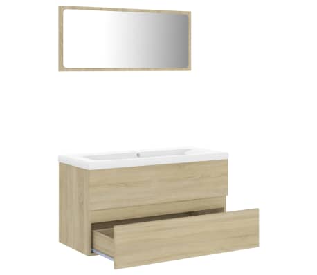 vidaXL Vonios kambario baldų komplektas, ąžuolo spalvos, MDP