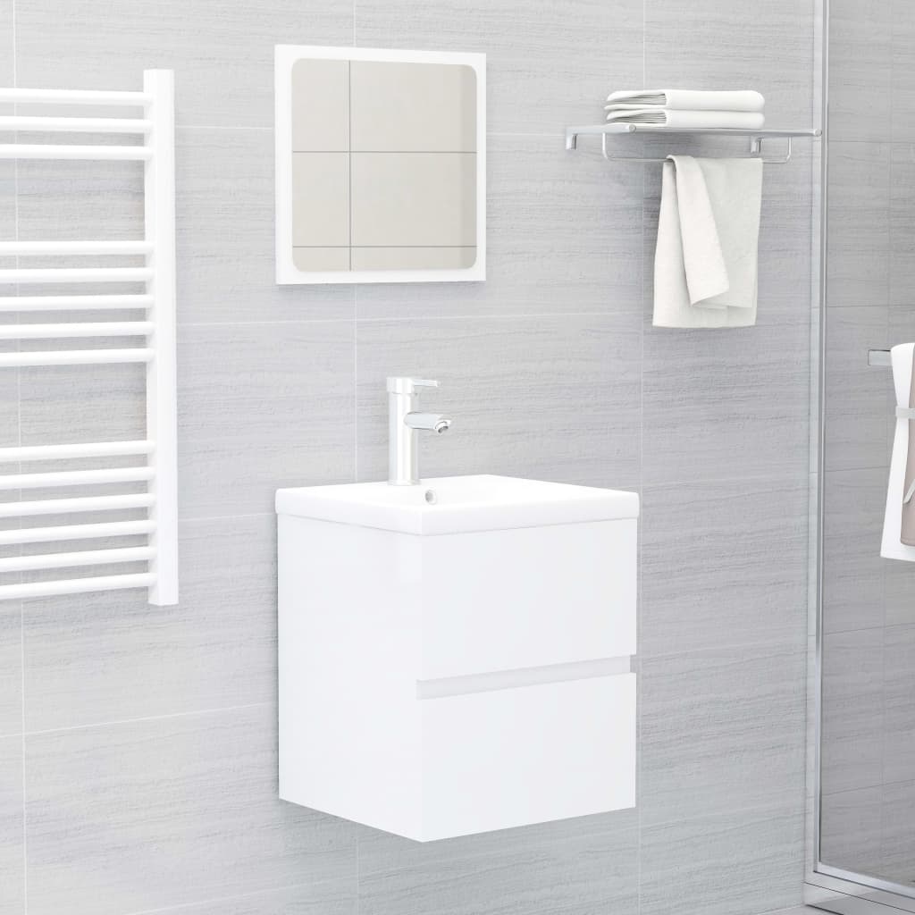 

vidaXL Wastafelkast met ingebouwde wastafel spaanplaat hoogglans wit