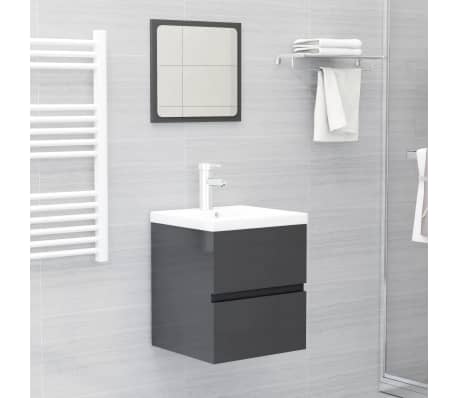 vidaXL Mueble con lavabo madera de ingeniería gris brillante