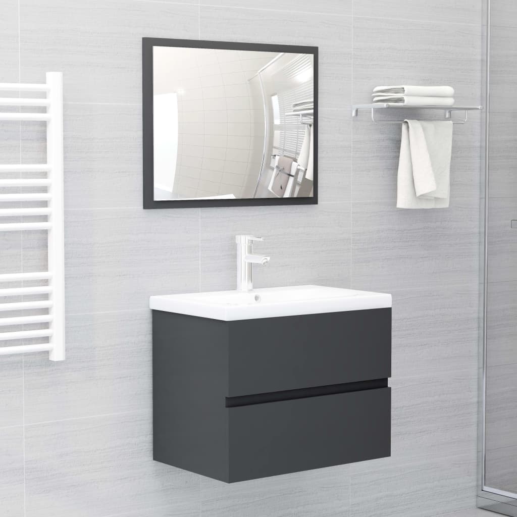 vidaXL Armoire d'évier avec lavabo intégré Gris Aggloméré