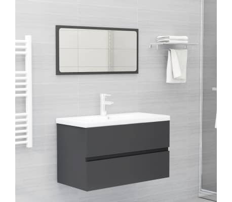 vidaXL Sink Cabinet with Built-in Basin Grey Engineered Wood