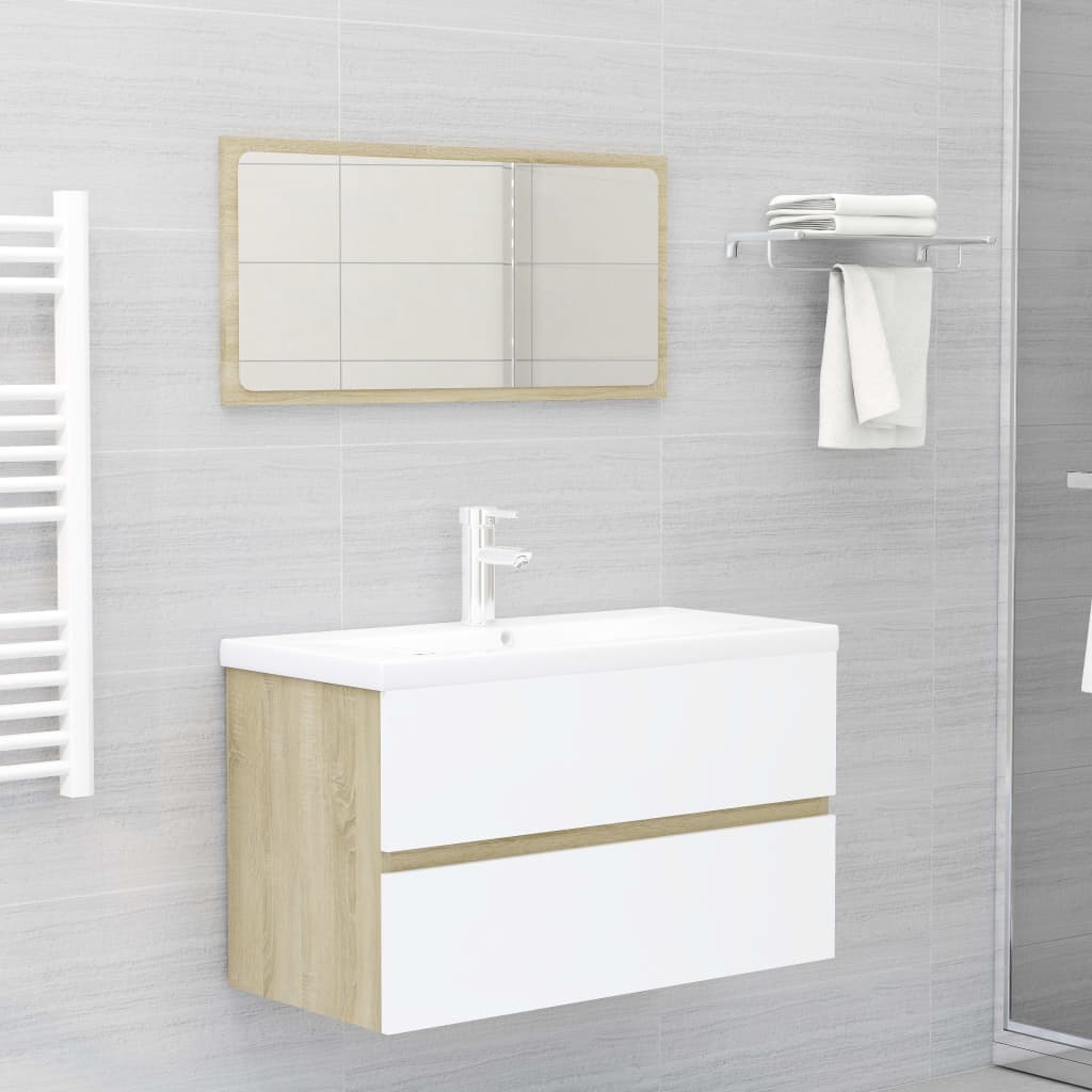 vidaXL Mueble con lavabo aglomerado blanco y roble Sonoma