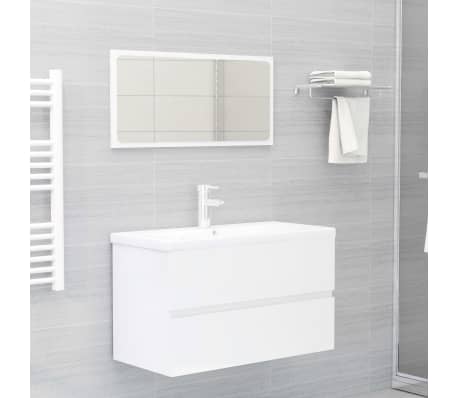 vidaXL Sink Cabinet with Built-in Basin High Gloss White Engineered Wood